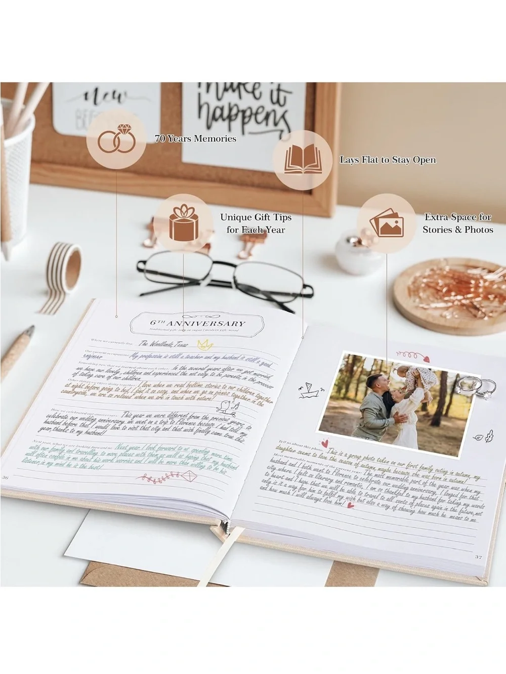 The Story of Us, Linen Dating 1st to 70th Anniversary Couple Memory Book